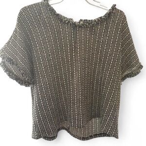 Forever21 black and white tweed blouse